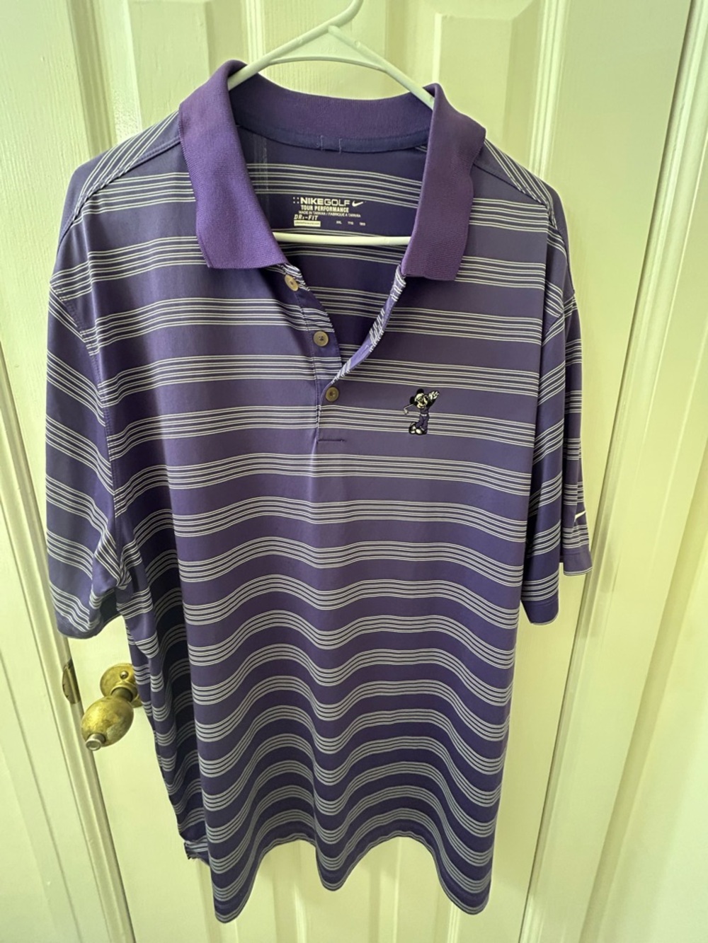 Disney Nike Purple & White Striped Polo Shirt